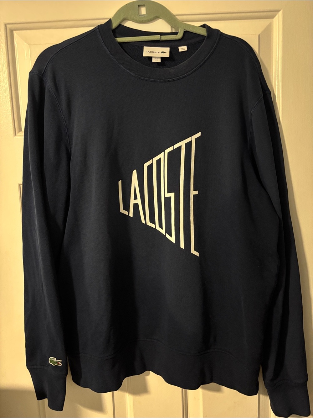 Lacoste Navy Crewneck Sweatshirt with White Logo